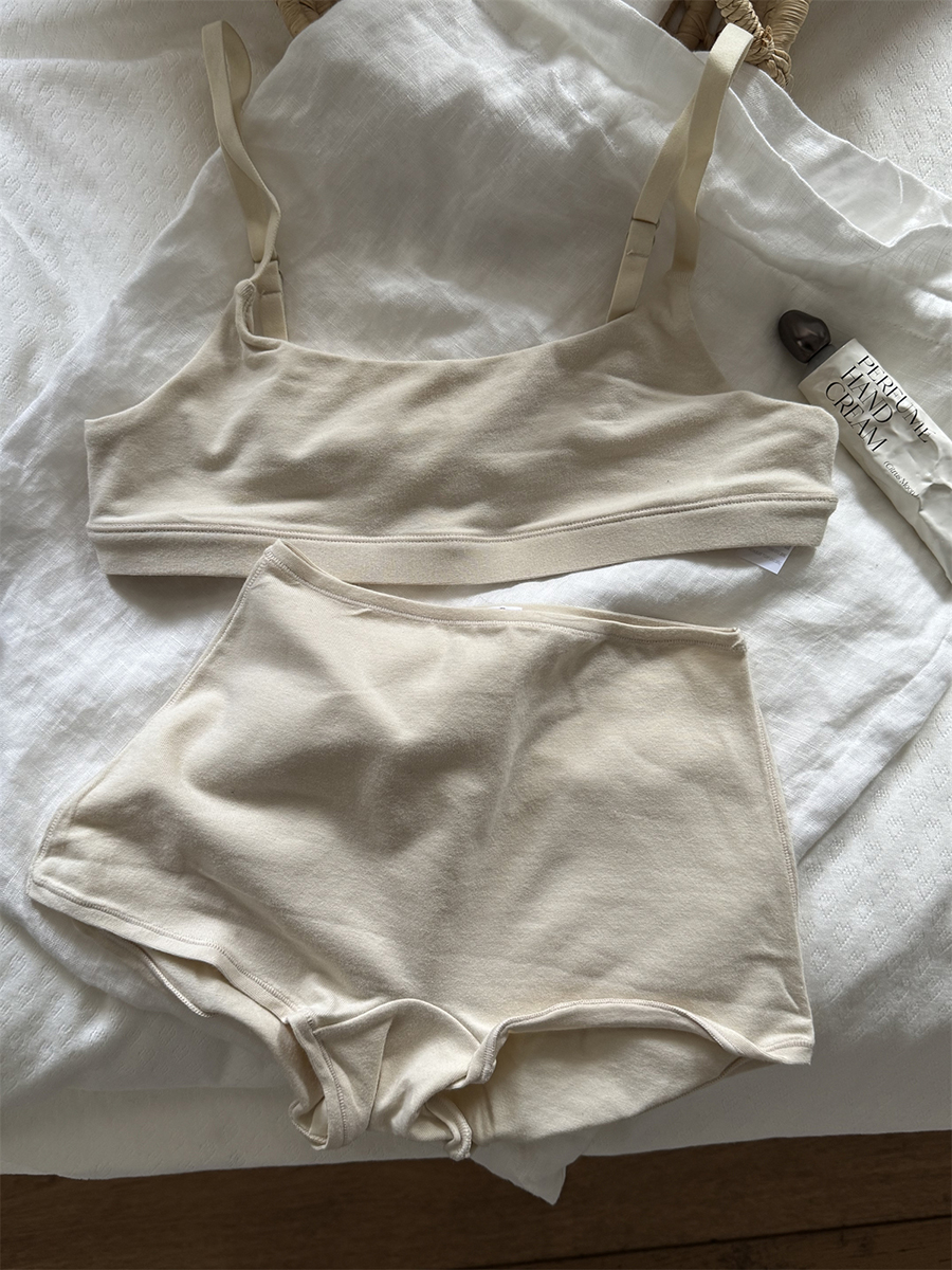 Cotton Bra Everyday - Vintage Cotton Sport Bra Set Woman