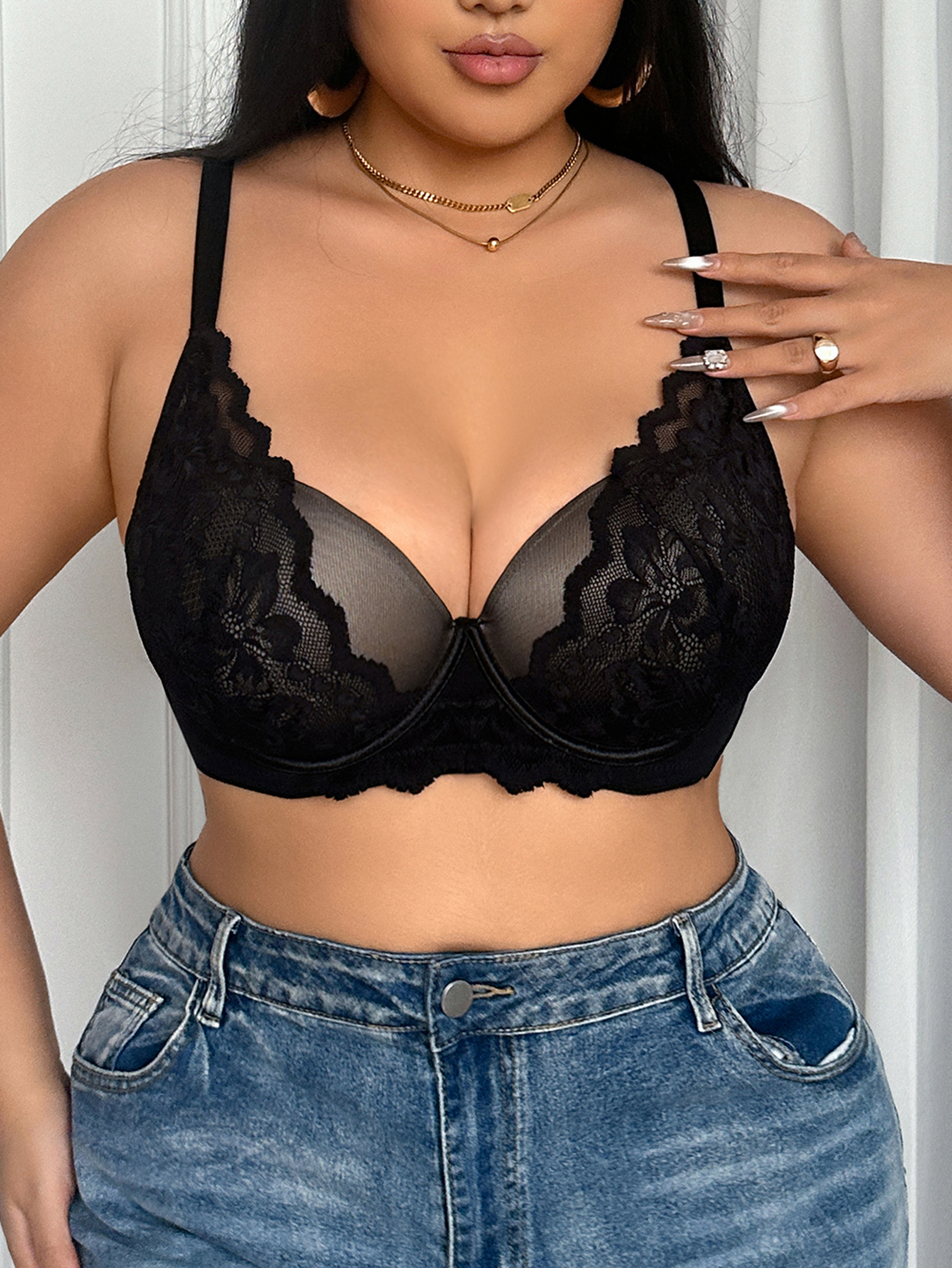 Wide Strap Plus Size Women Bra - огляд і ціна Plunge Bra Push Up