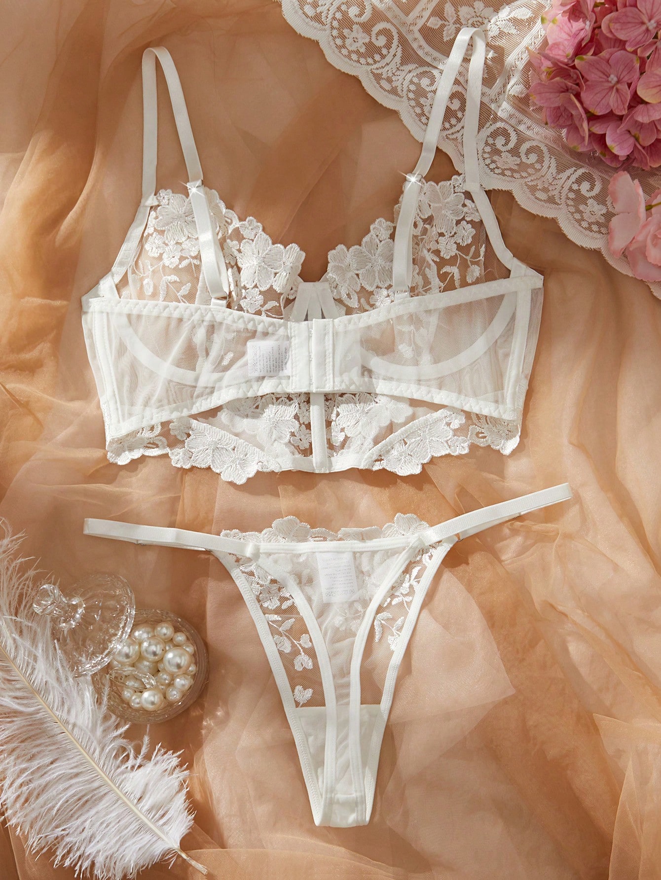 Romantic White Floral Lace Lin - огляд і ціна Sheer Bra Lace