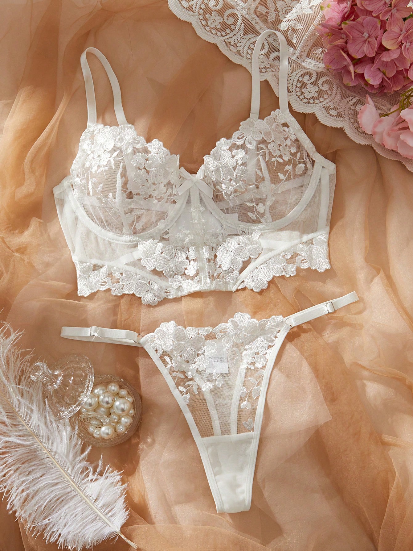 Romantic White Floral Lace Lin - огляд і ціна Sheer Bra Lace
