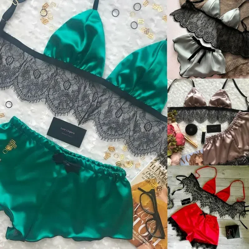 Women's Underwear Sexy Silk Sa - огляд і ціна Lace Bralette Set