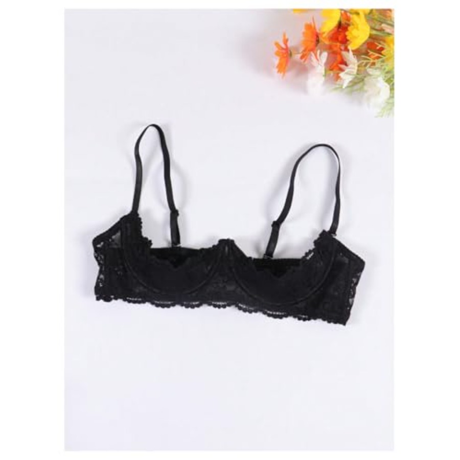 OYOANGLE Women's 1/4 Cup Lace  - огляд і ціна Demi Bra Balconette
